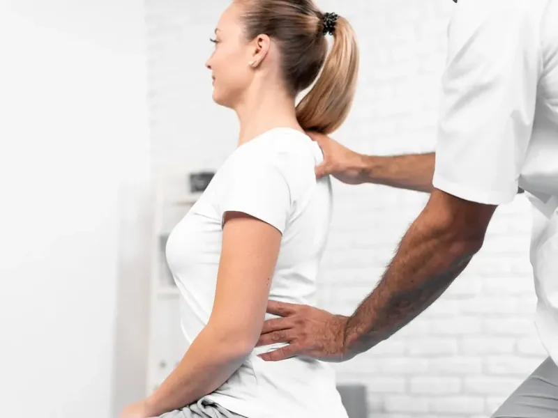 Patient working through guided mobility exercises with a therapist