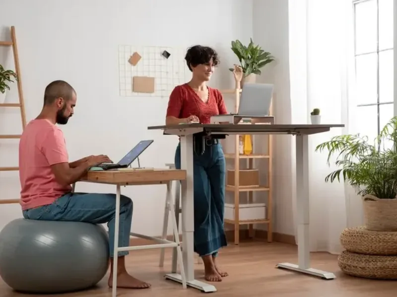 Doctor of Physical Therapy assessing a seated workstation setup and working posture