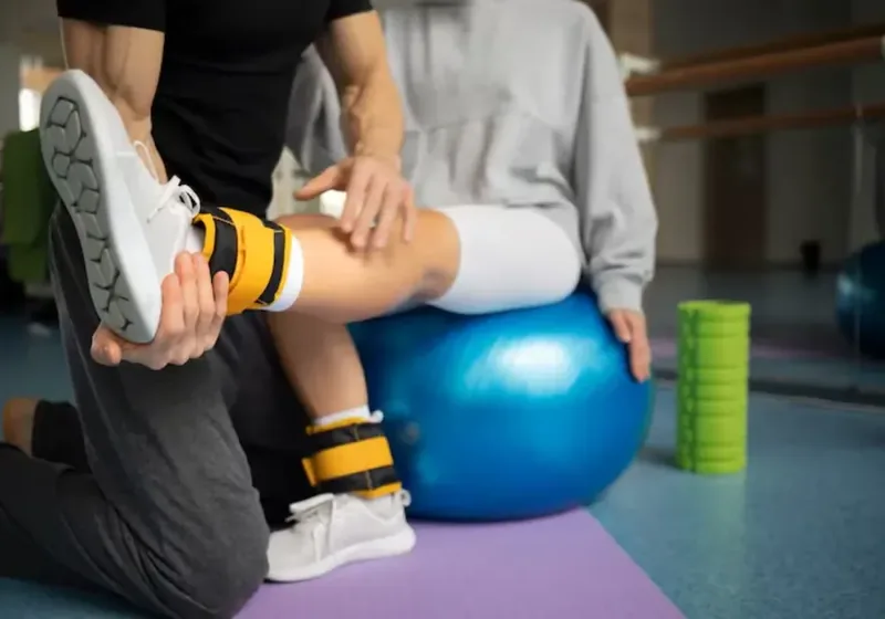 A therapist assessing and mobilising a patient&rsquo;s spine
